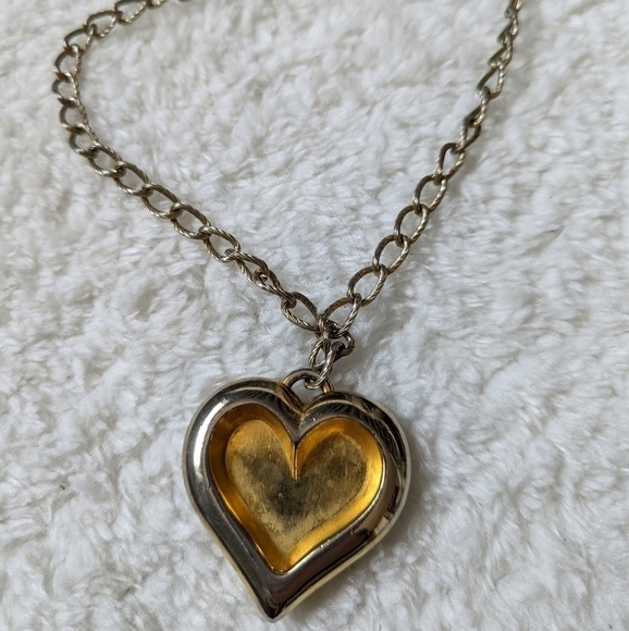 Vintage Italy imitation gold heart pendant necklace - Picture 2 of 4